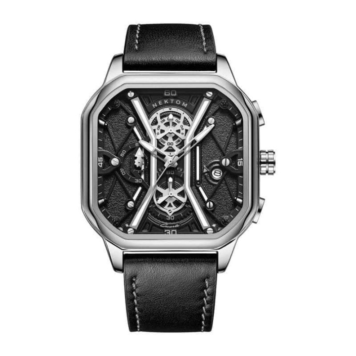 Watch (Men's Square Leather Strap Luxury Watch)