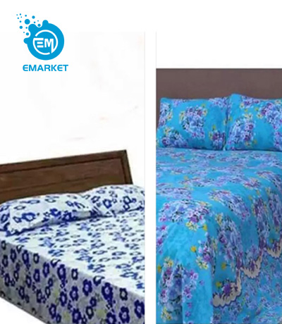 Full Cotton 2 Pcs Bed Sheets With 2 Pcs Pillow Covers 7.5 Fit By 8.5 Fit